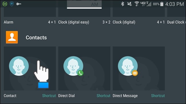 kontaktní widget pro android