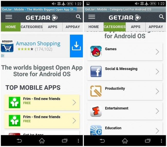 mercato delle app Android: GetJar