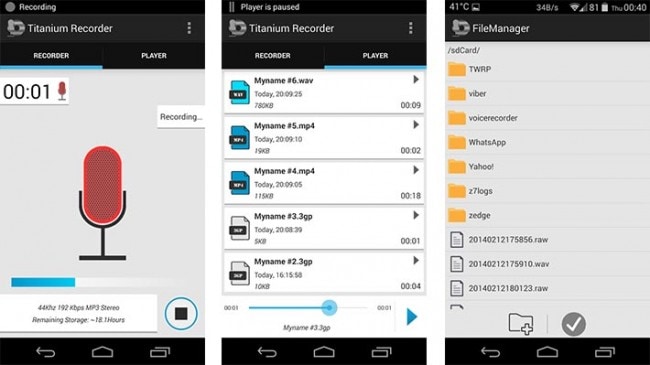 Aplicativo Titanium Recorder para Android