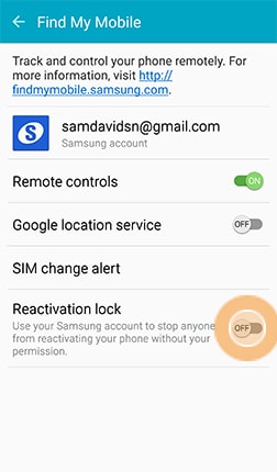 como ativar o bloqueio de reativação da Samsung