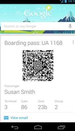 Google Now Boarding Pass