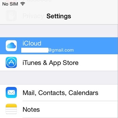 skift icloud-konto-start for at slette iCloud-konto på iPad og iPhone