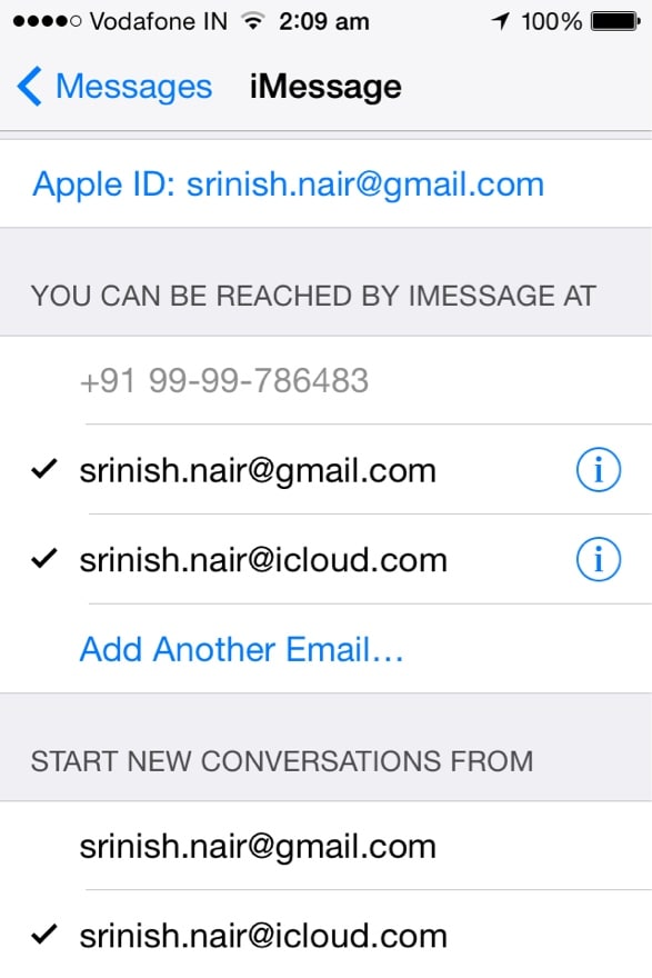 synchroniser les imessages sur plusieurs appareils-vérifier les identifiants de messagerie et les numéros de téléphone