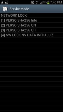 selecteer NW Lock NV Data INITIALLIZ om s5 te ontgrendelen