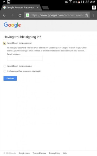 android Google mot de passe oublié