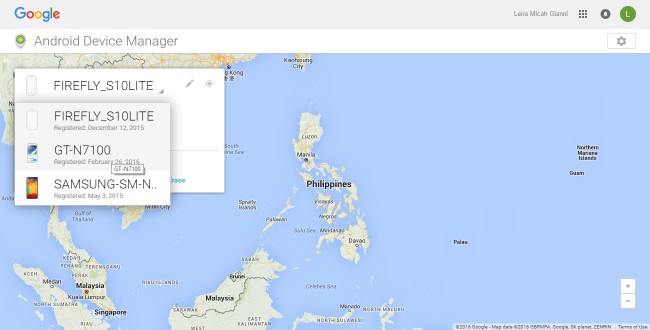Liste des appareils Android Device Manager