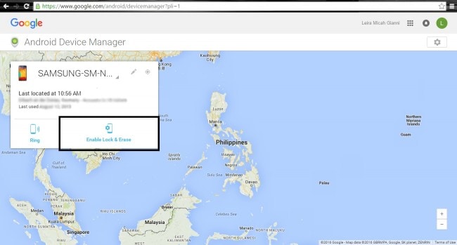 dispositivo Android Device Manager individuato