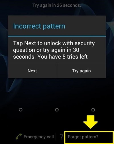 Android esqueceu o bloqueio de padrão