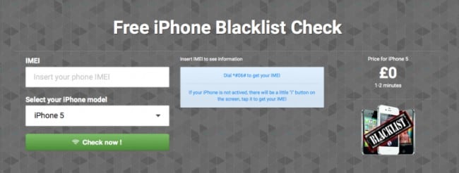 zkontrolujte černou listinu IMEI mobilního telefonu