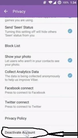 απενεργοποιήστε τον λογαριασμό Viber στο Android