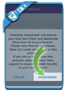 commencer à supprimer le compte Viber