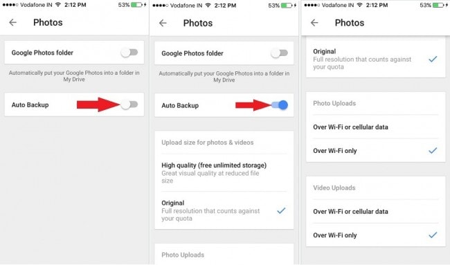 резервное копирование фотографий iPhone с помощью Google Диска