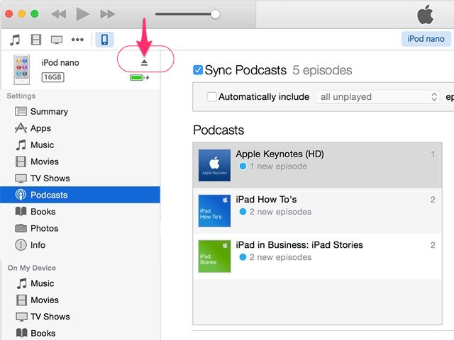 Como colocar podcasts no ipod-eject