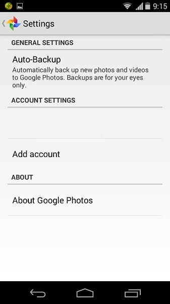 backup automatico delle foto di Android