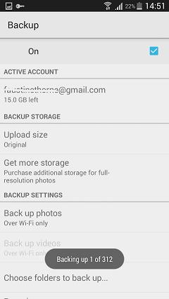 backup automatico delle foto Android con google+