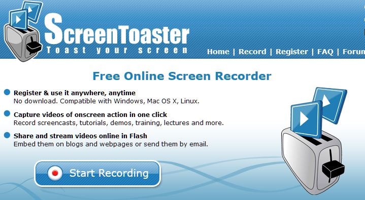 Online schermrecorder - ScreenToaster