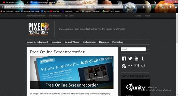 Online schermrecorder - PixelProspector schermrecorder