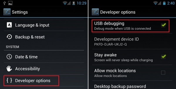 habilitar el modo depuración usb en moto g