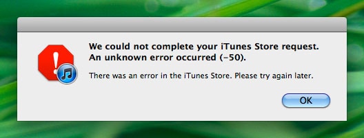 iTunes錯誤50