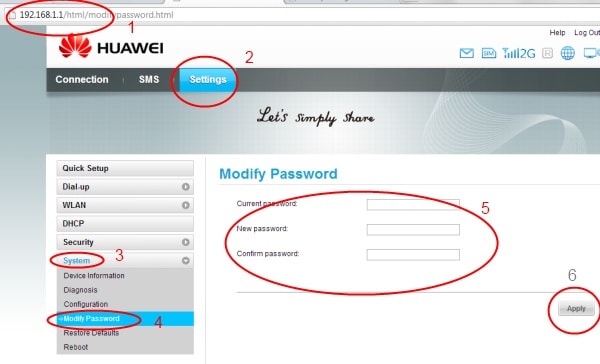 cambia password wifi huawei