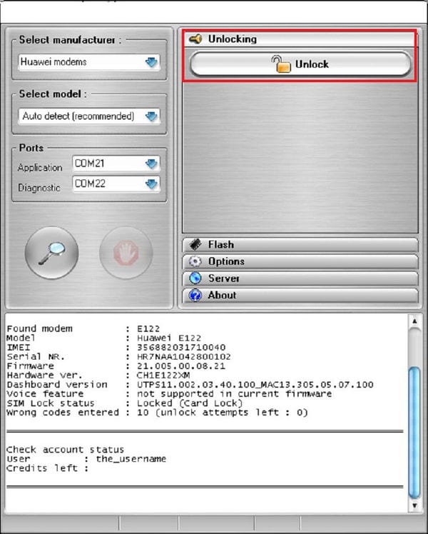 desbloquear huawei e303 usando dc unlocker