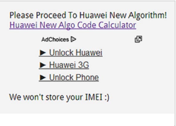 افتح huawei e303 باستخدام huawei code calculator