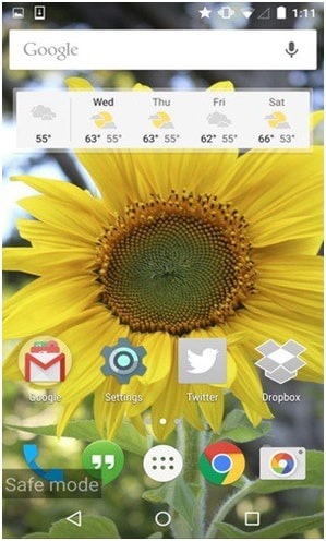 uruchom ponownie telefon z Androidem w trybie awaryjnym - odznaka „Tryb awaryjny”
