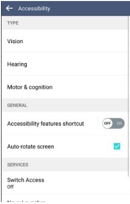 bypassa la verifica di Google - menu di accessibilità