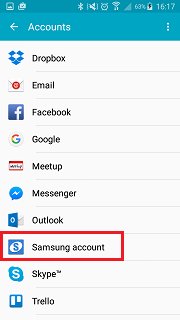 Δημιουργία αντιγράφων ασφαλείας λογαριασμού samsung - επιλέξτε λογαριασμό samsung