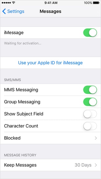 Hvordan fikse iPhone-meldinger som ikke synkroniseres med mac-Slå av iMessages