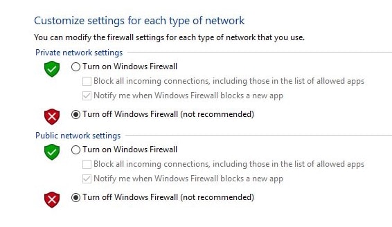vypnout firewall