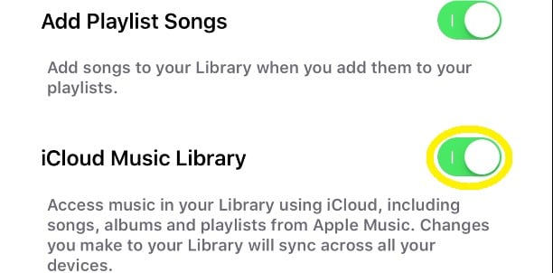 włącz bibliotekę muzyczną icloud