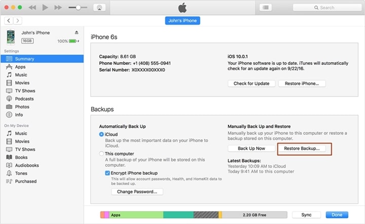 IPhone aus itunes backup wiederherstellen