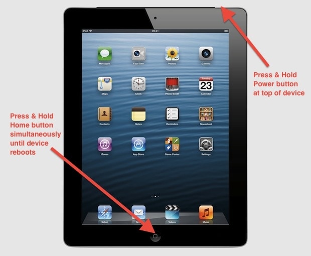 принудительно перезагрузить iPad