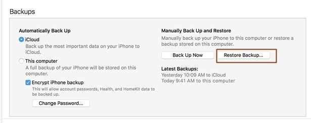 przywróć iPada za pomocą iTunes