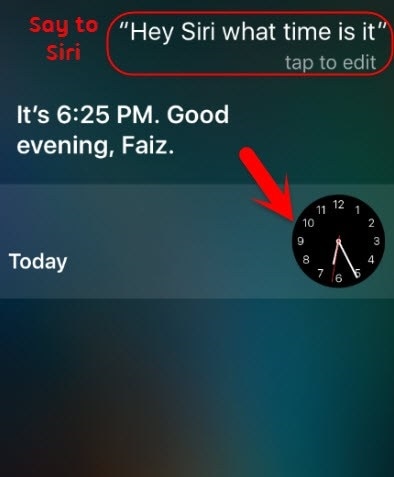 zapytaj Siri o godzinę