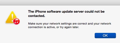 fixiPhone programvareoppdateringsserver kunne ikke kontaktes