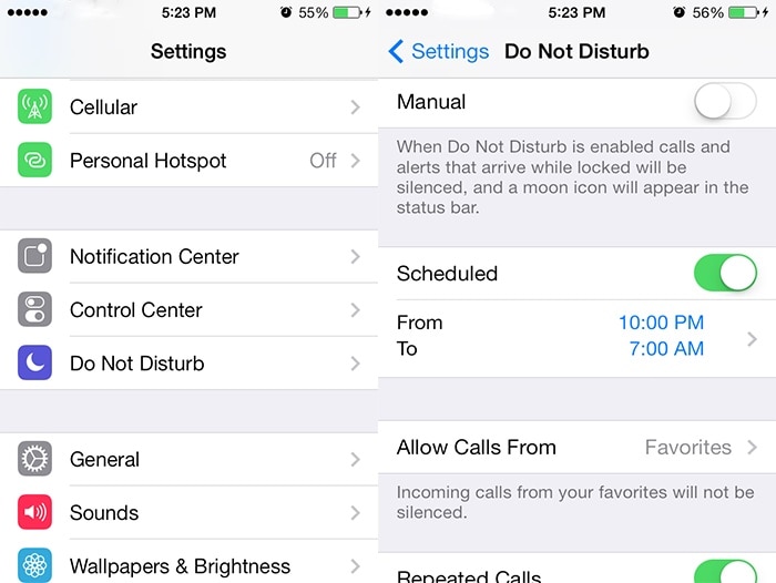 إصلاح عدم الرنين على iPhone - قم بإيقاف تشغيل وضع dnd