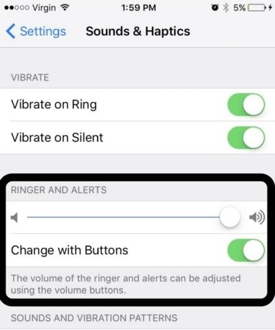 修復 iphone 不響鈴 - 在設置中調整 iphone 音量