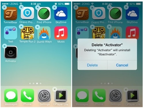 iphone kék képernyő javítása - iPhone alkalmazás törlése