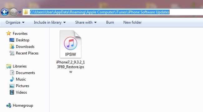 slette ipsw-filen på datamaskinen