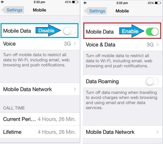 Benachrichtigungen funktionieren nicht bei iPhone-fähigen mobilen Daten
