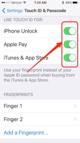 touch id epäonnistui - ota kosketustunnus uudelleen käyttöön Apple Payssa