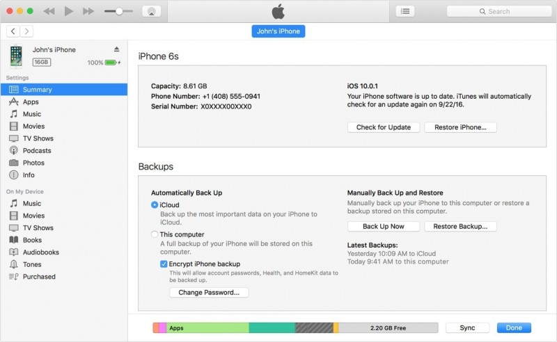 touch id backup fallito iphone con itunes