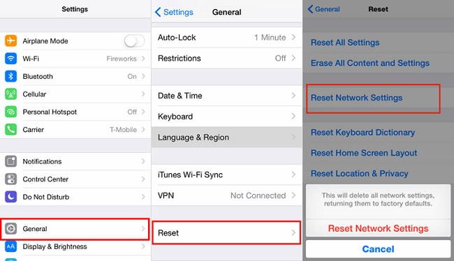 iphone nebude zálohovat na icloud - reset nastavení sítě