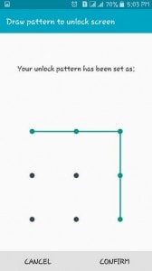configure la pantalla de bloqueo del patrón de Android: proporcione el mismo patrón