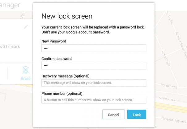 entrare in un telefono bloccato: fornire la nuova password