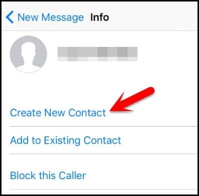 Desbloquear iPhone Passcode-Crear nuevo contacto