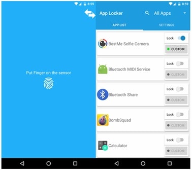 Sperren Sie Apps mit Fingerabdruck Android-Fingerabdruck & Pin