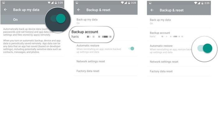 backup di Android con google drive